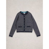 White Stuff Charlotte Crew Neck Sparkle Cardi In Dark Navy