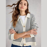 White Stuff Chaterly Stripe Cardi In Ivory