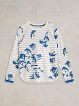 White Stuff Clara Crew Neck Tee in Natural Multi