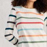 White Stuff Clara Long Sleeve Striped Tee In Ivory Multi