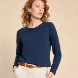 White Stuff Clara Long Sleeve Tee in Dark Navy