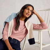 White Stuff Clara LS Sparkle Tee In Dusk Pink