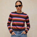 White Stuff Clara Stripe LS Tee In Pink Multi