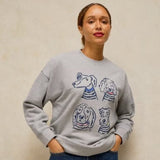 White Stuff Cleo Longline Graphic Sweat In Grey