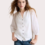 White Stuff Daisy Dobby Mix Top In Brilliant White
