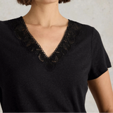 White Stuff Ellie Lace Tee Black