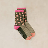White Stuff Floral Stripe Ankle Sock In Green Multi