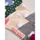 White Stuff Fluffy Ankle Sock In Blue Multi