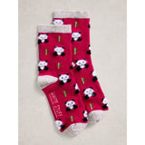 White Stuff Fluffy Ankle Sock In Dark Pink