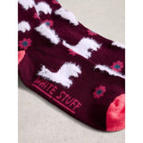 White Stuff Fluffy Ankle Sock In Dark Plum
