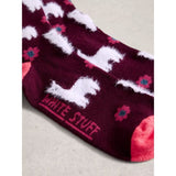 White Stuff Fluffy Ankle Sock In Dark Plum