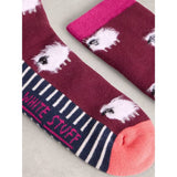 White Stuff Fluffy Knee High Sheep Sock In Dark Plum