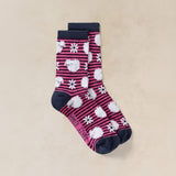 White Stuff Fluffy Stripe Sheep Ankle Sock In Dark Pink