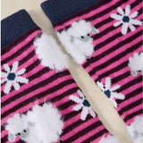 White Stuff Fluffy Stripe Sheep Ankle Sock In Dark Pink