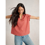 White Stuff Fran Cotton Top In Mid Orange