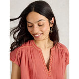 White Stuff Fran Cotton Top In Mid Orange