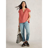 White Stuff Fran Cotton Top In Mid Orange