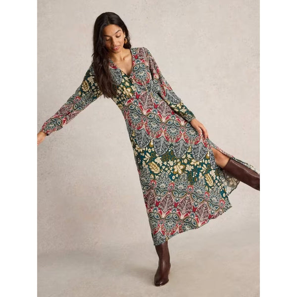 White Stuff Hope Bias Cut Dress In Teal