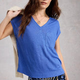 White Stuff Iris Linen Tee In Bright Blue
