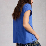 White Stuff Iris Linen Tee In Bright Blue