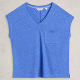 White Stuff Iris Linen Tee In Bright Blue