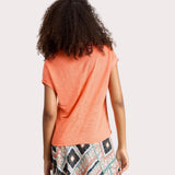White Stuff Iris Linen Tee In Mid Coral