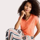 White Stuff Iris Linen Tee In Mid Coral