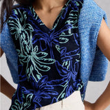White Stuff Iris Linen Tee Navy