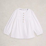 White Stuff Isla Half Button Top in Brilliant White