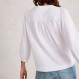 White Stuff Isla Half Button Top in Brilliant White