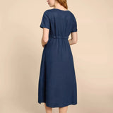 White Stuff Ivy Linen V Neck Midi Dress