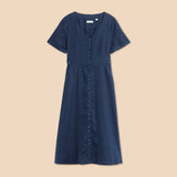 White Stuff Ivy Linen V Neck Midi Dress