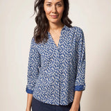 White Stuff Jersey Shirt Navy Print