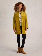 White Stuff Karla Velvet Coat in Mid Chartreuse