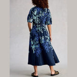 White Stuff Kate Midi Linen Blend Dress In Navy