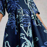 White Stuff Kate Midi Linen Blend Dress In Navy