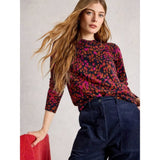 White Stuff Katie Print Jumper In Navy Pink
