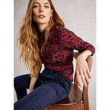 White Stuff Katie Print Jumper In Navy Pink