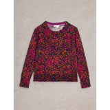 White Stuff Katie Print Jumper In Navy Pink