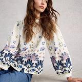 White Stuff Lana Top In Ivory Print