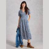 White Stuff Leah Short Sleeve Jersey Midi Dress In Blue