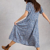 White Stuff Leah Short Sleeve Jersey Midi Dress In Blue