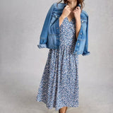 White Stuff Leah Short Sleeve Jersey Midi Dress In Blue