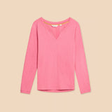 White Stuff Long Sleeve Printed Tee in Mid Pink
