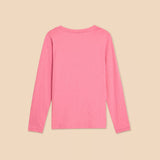 White Stuff Long Sleeve Printed Tee in Mid Pink