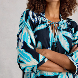White Stuff Lottie Beach Cover Up in Navy Print