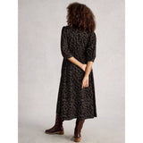 White Stuff Lucy Midi Cord Dress In Black Multi