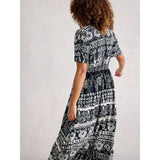 White Stuff Lucy Short Sleeve V Neck Midi Dress In Navy