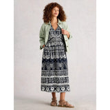 White Stuff Lucy Short Sleeve V Neck Midi Dress In Navy