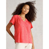 White Stuff Luella Embroidered Top In Coral Multi